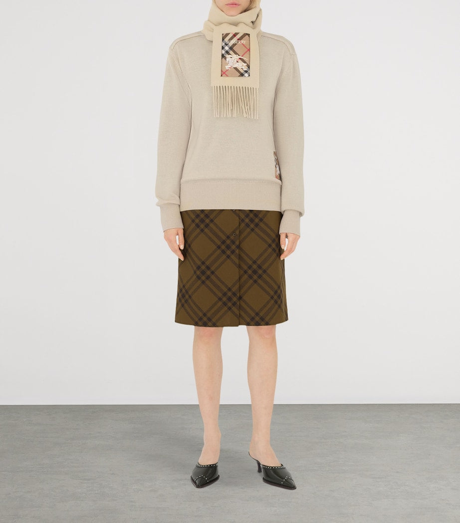 Burberry Beige Cashmere Check Patch Scarf