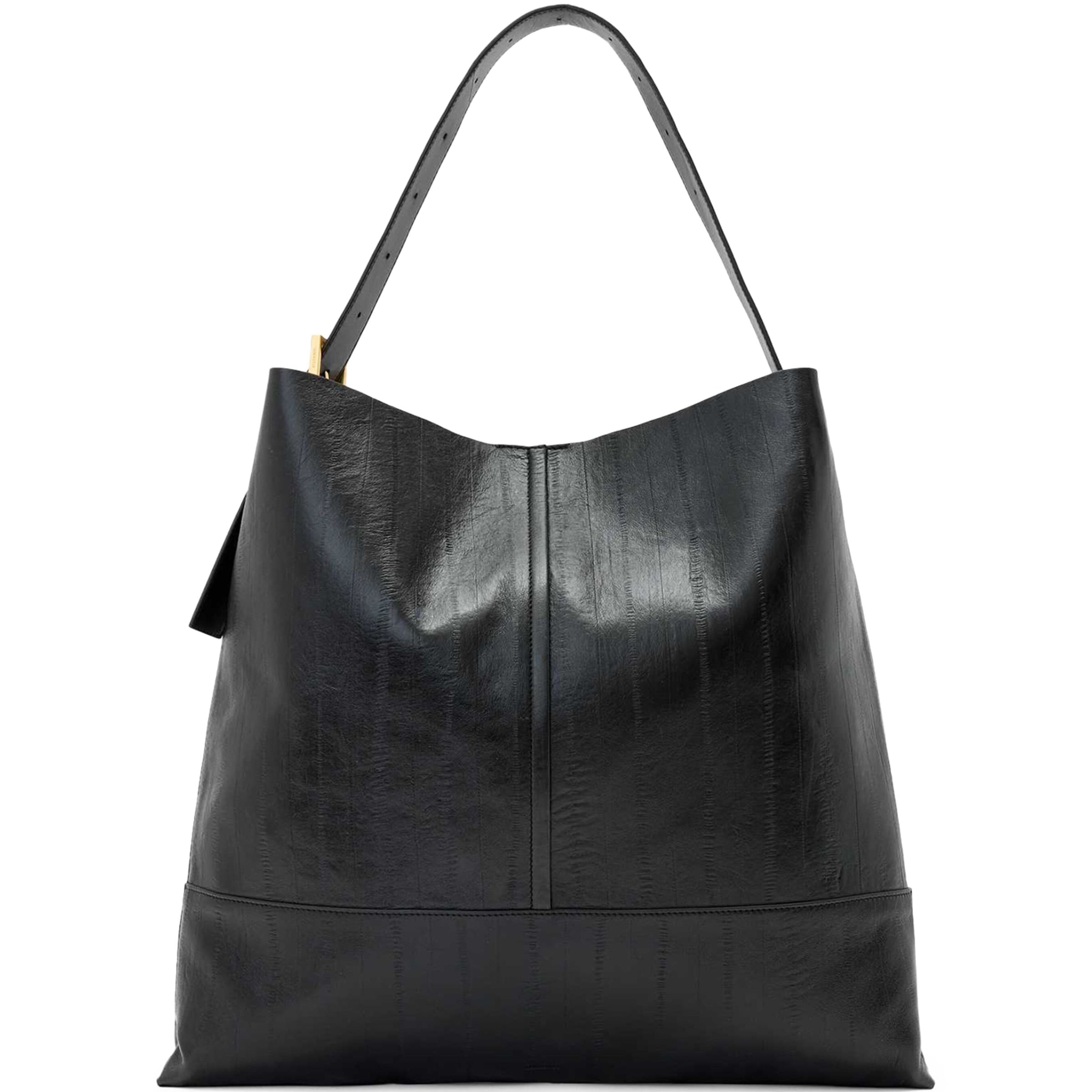 Black Leather Asha Eel Shoulder Bag