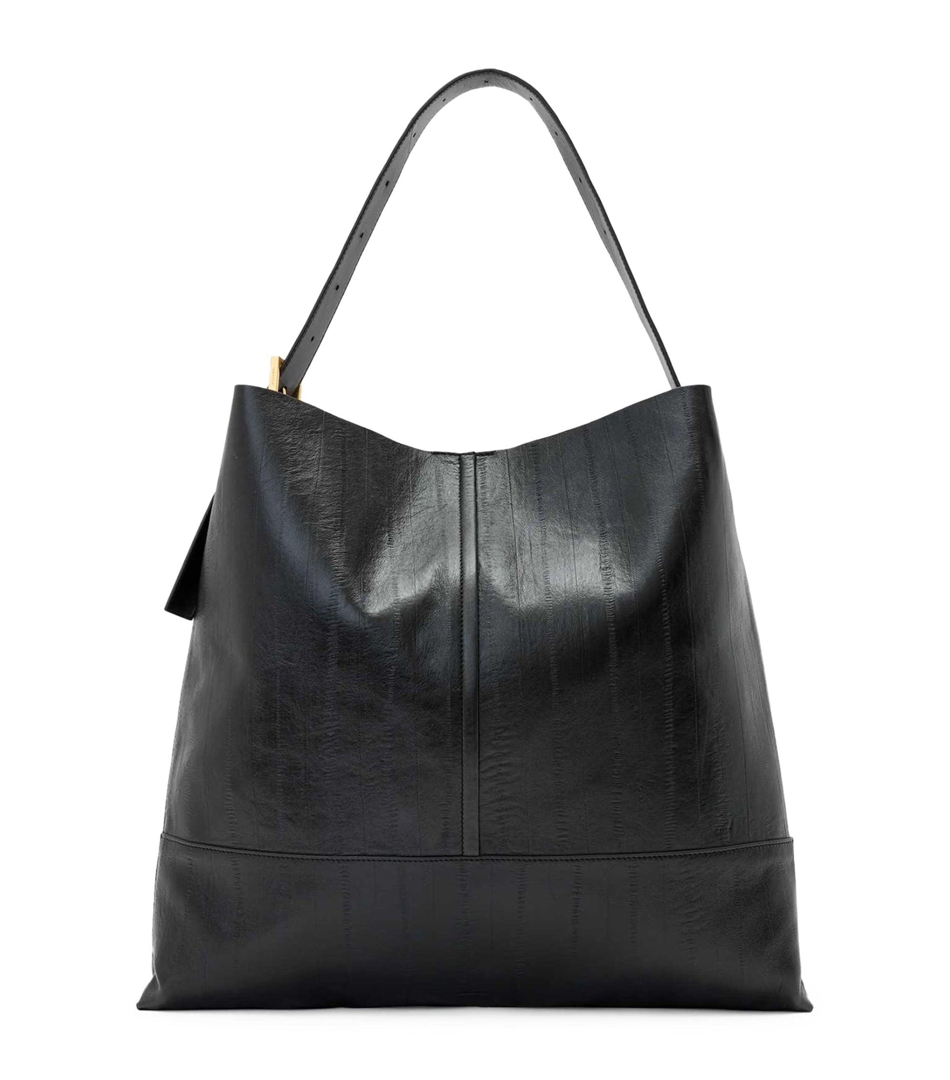 Black Leather Asha Eel Shoulder Bag