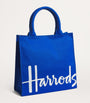 Harrods Blue Small Cotton Logo Tote Bag