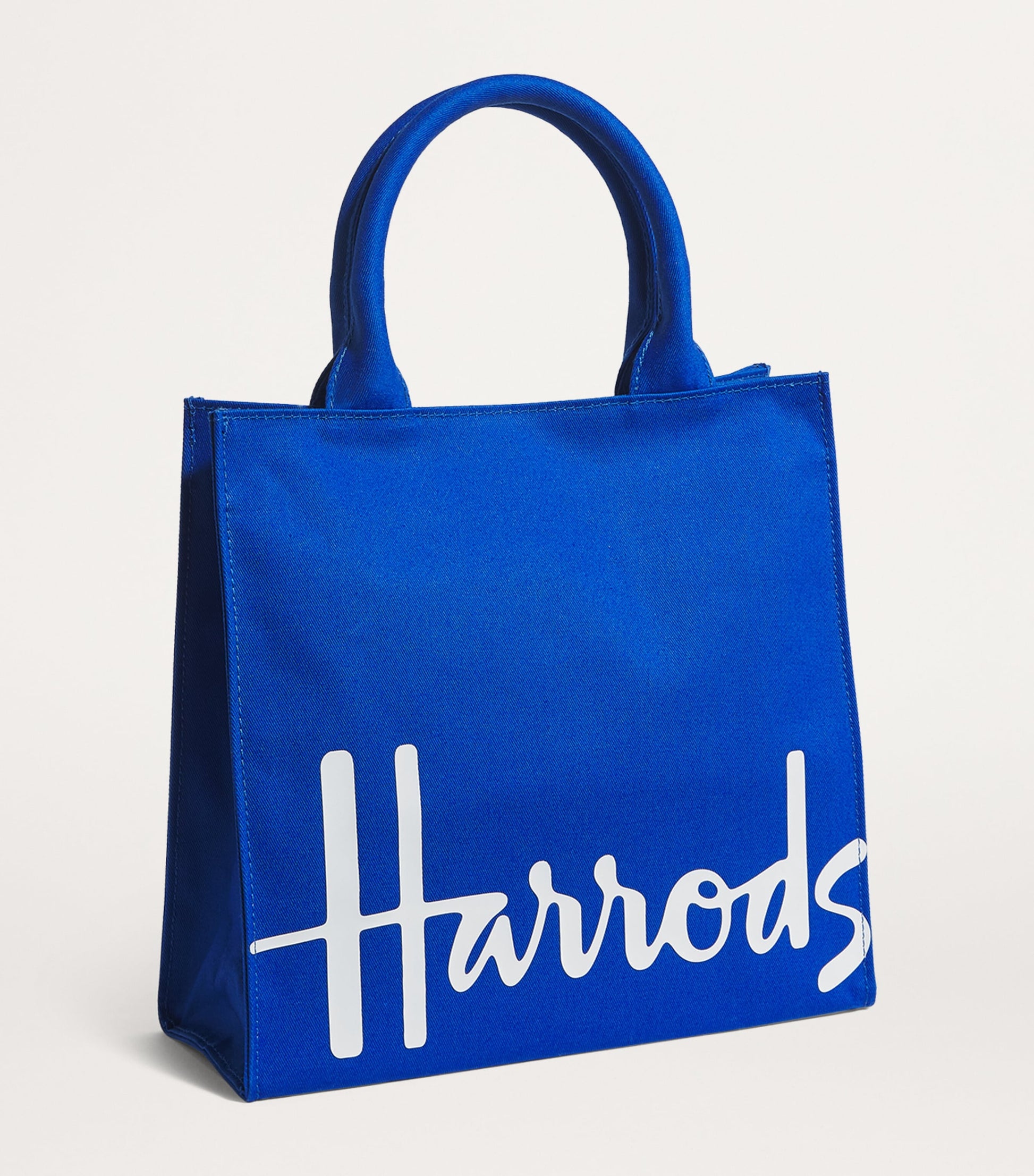Harrods Blue Small Cotton Logo Tote Bag