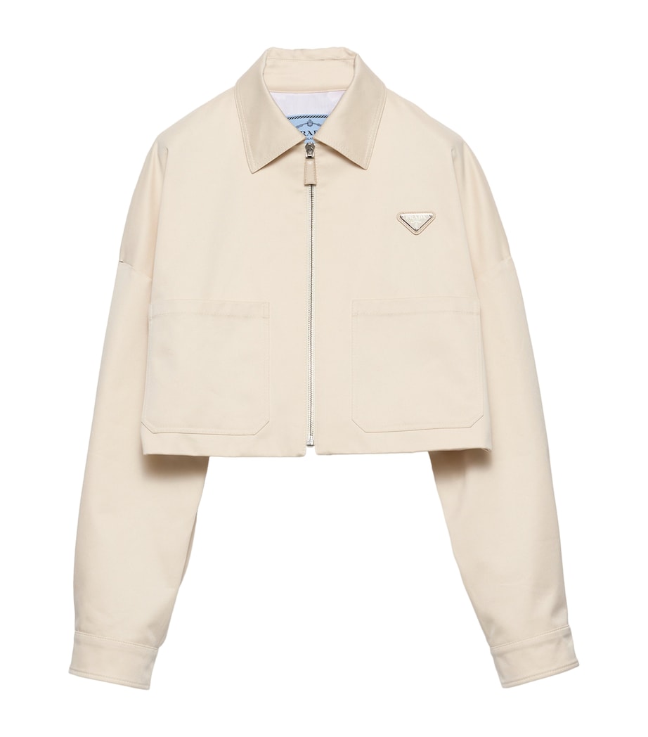 Neutral Chino Cropped Shirt Jacket