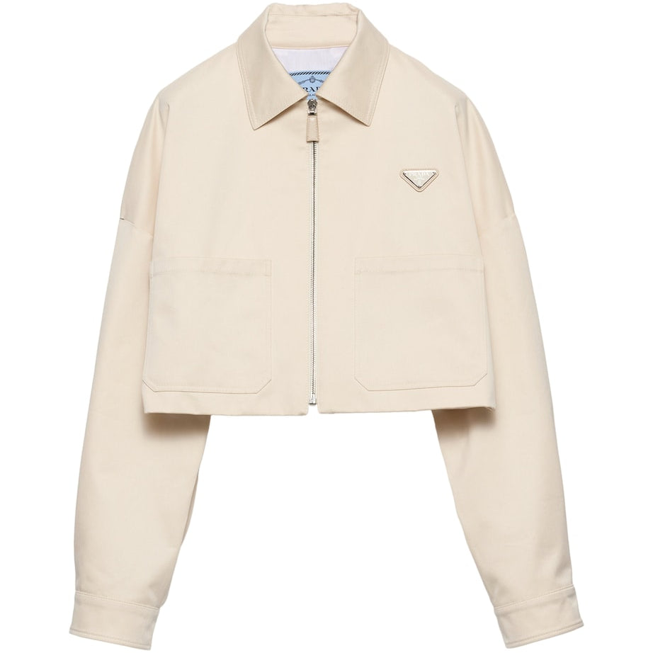 Neutral Chino Cropped Shirt Jacket