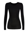 Black Cotton Seamless Long-Sleeved Top