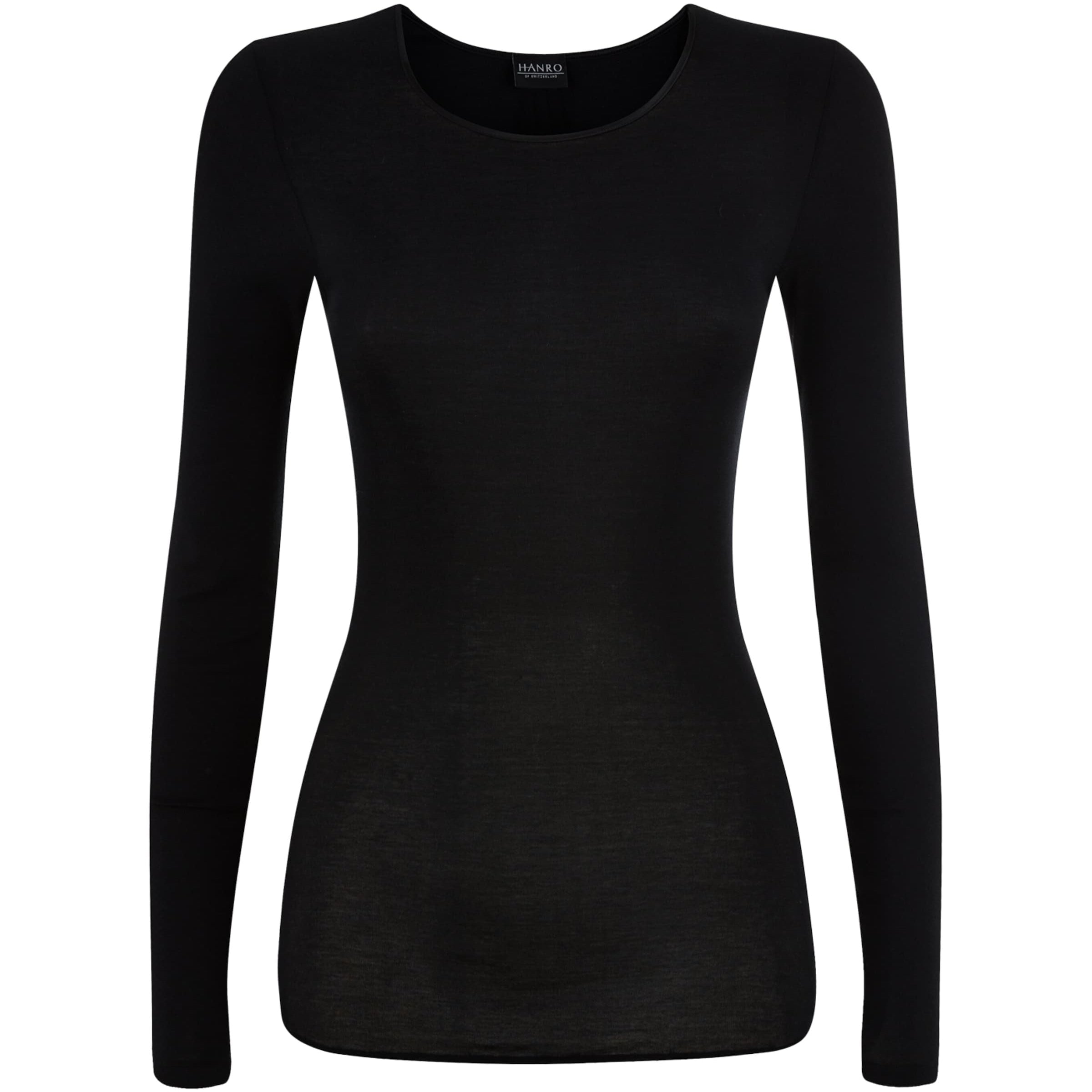 Black Cotton Seamless Long-Sleeved Top