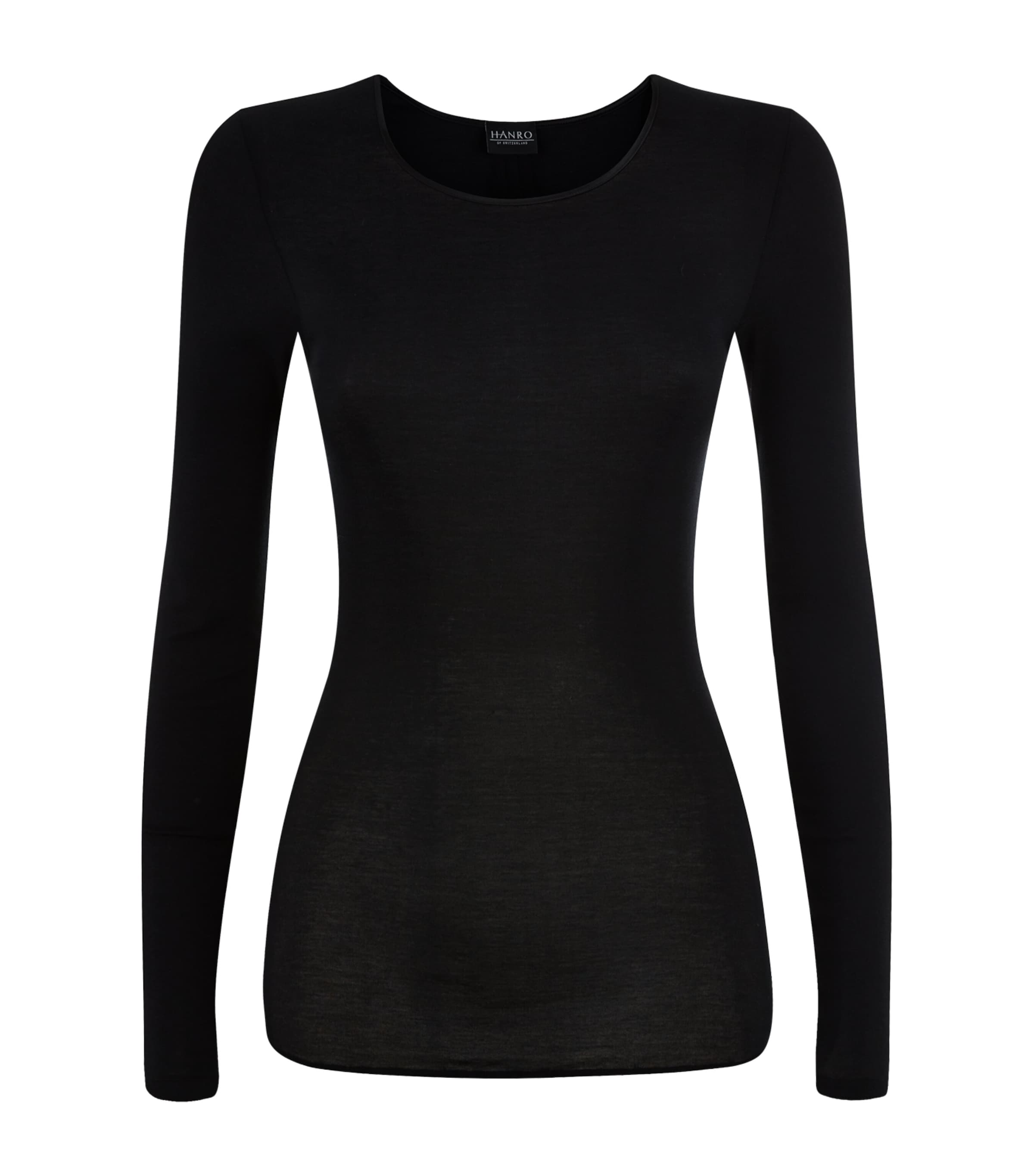 Black Cotton Seamless Long-Sleeved Top