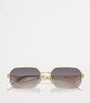 Gold Metal Rectangular Sunglasses