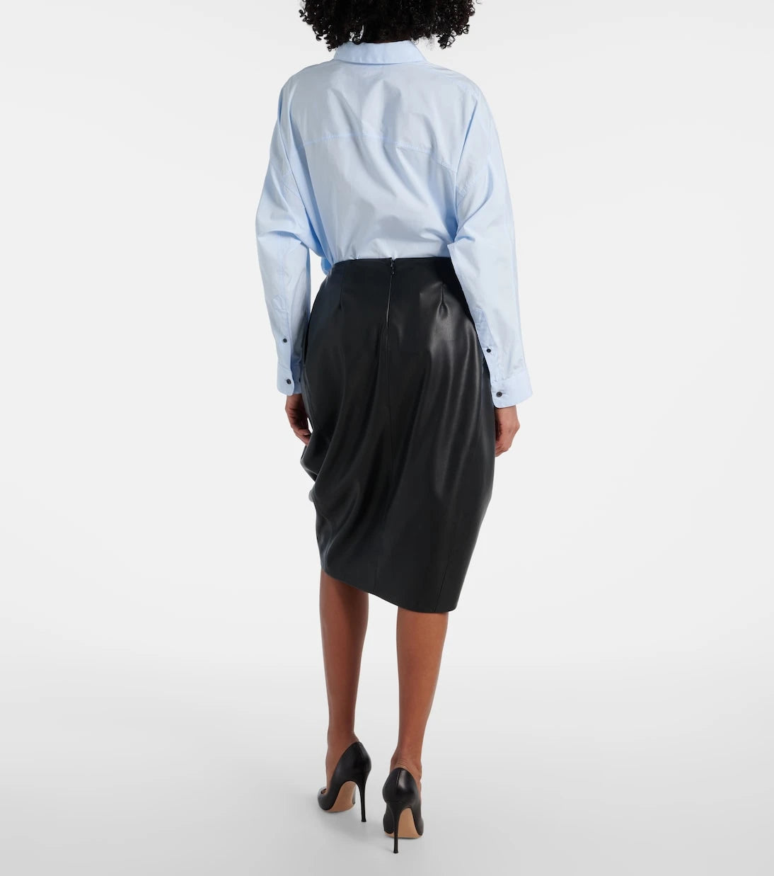 Stella McCartney - Draped faux leather midi skirt