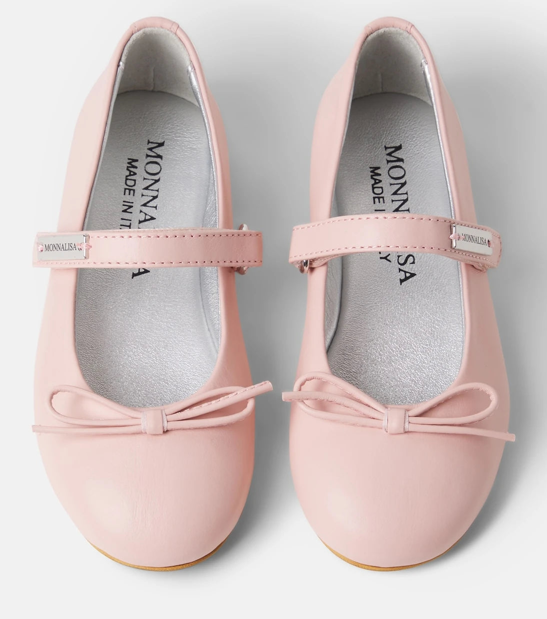 Monnalisa - Bow-detail leather Mary Jane flats