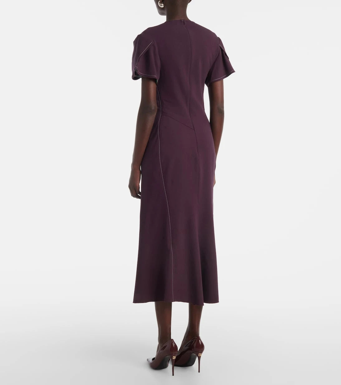 Victoria Beckham - Gathered wool-blend midi dress