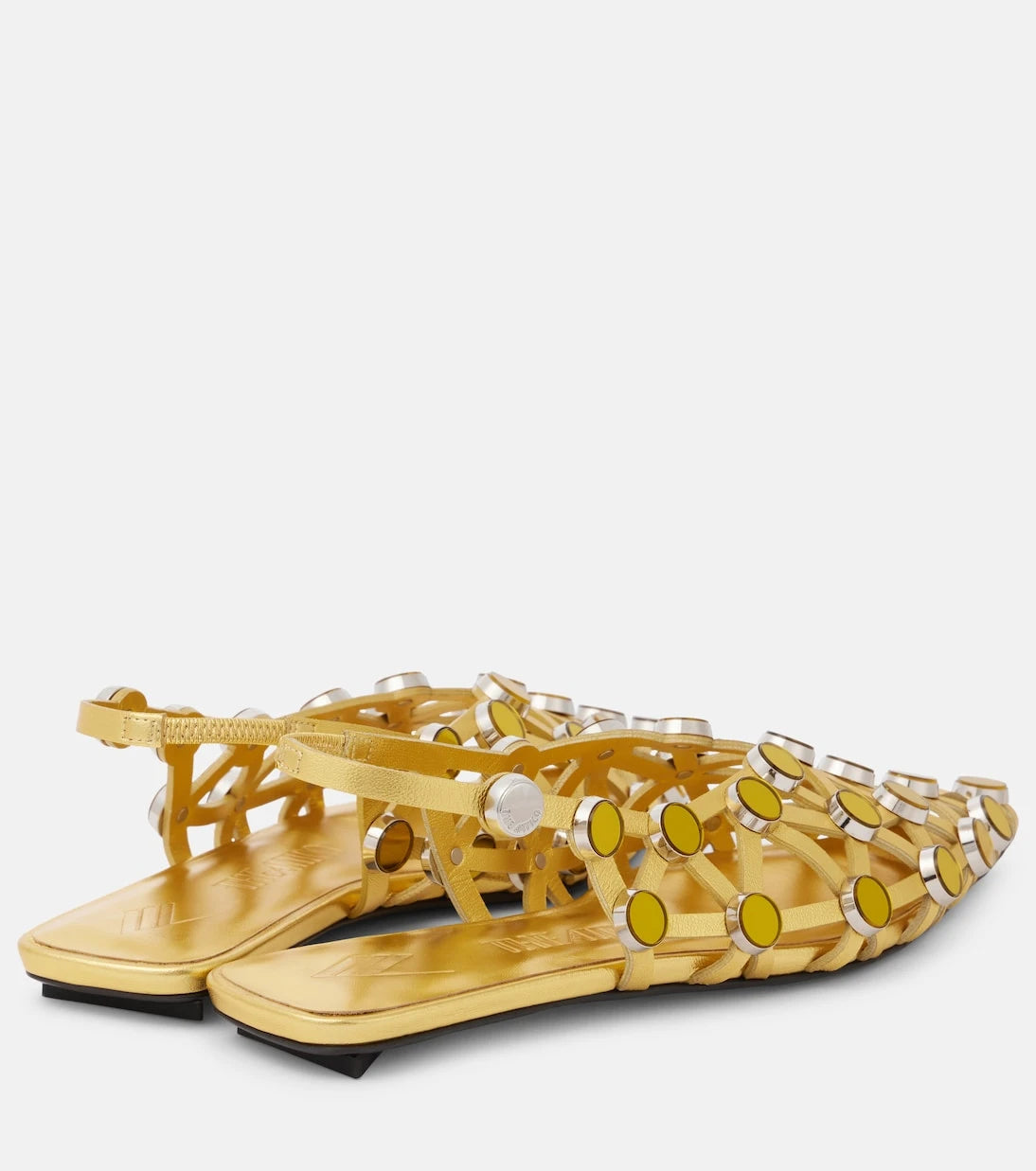 The Attico - Grid metallic leather slingback flats