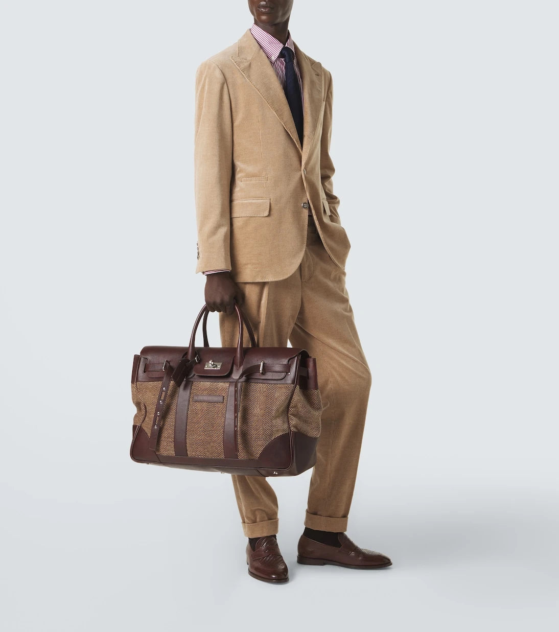 Brunello Cucinelli - Leather-trimmed canvas duffel bag