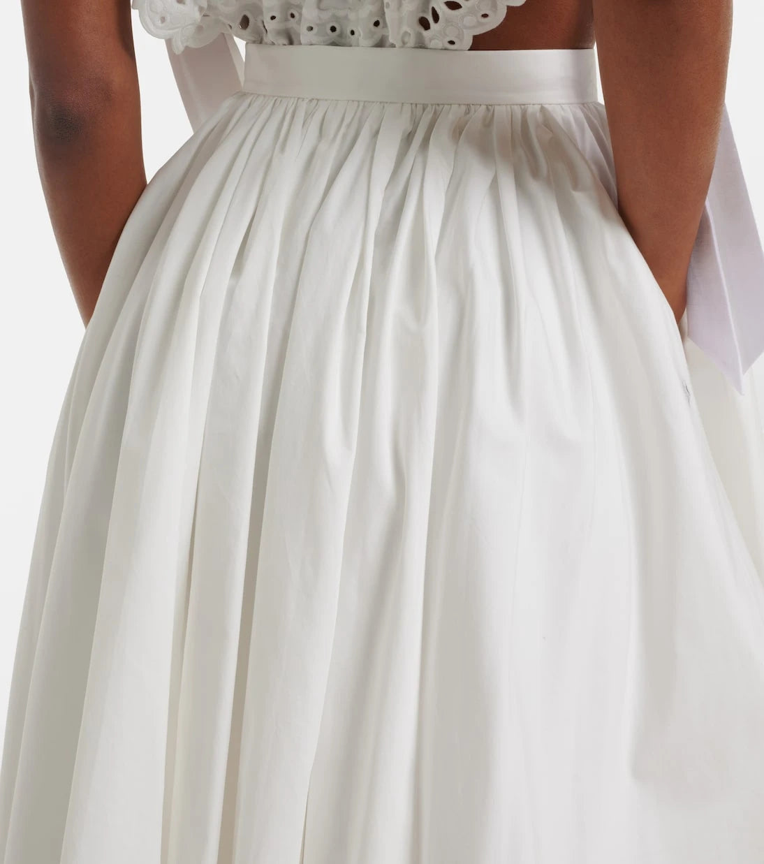 Self-Portrait - Cotton poplin midi skirt