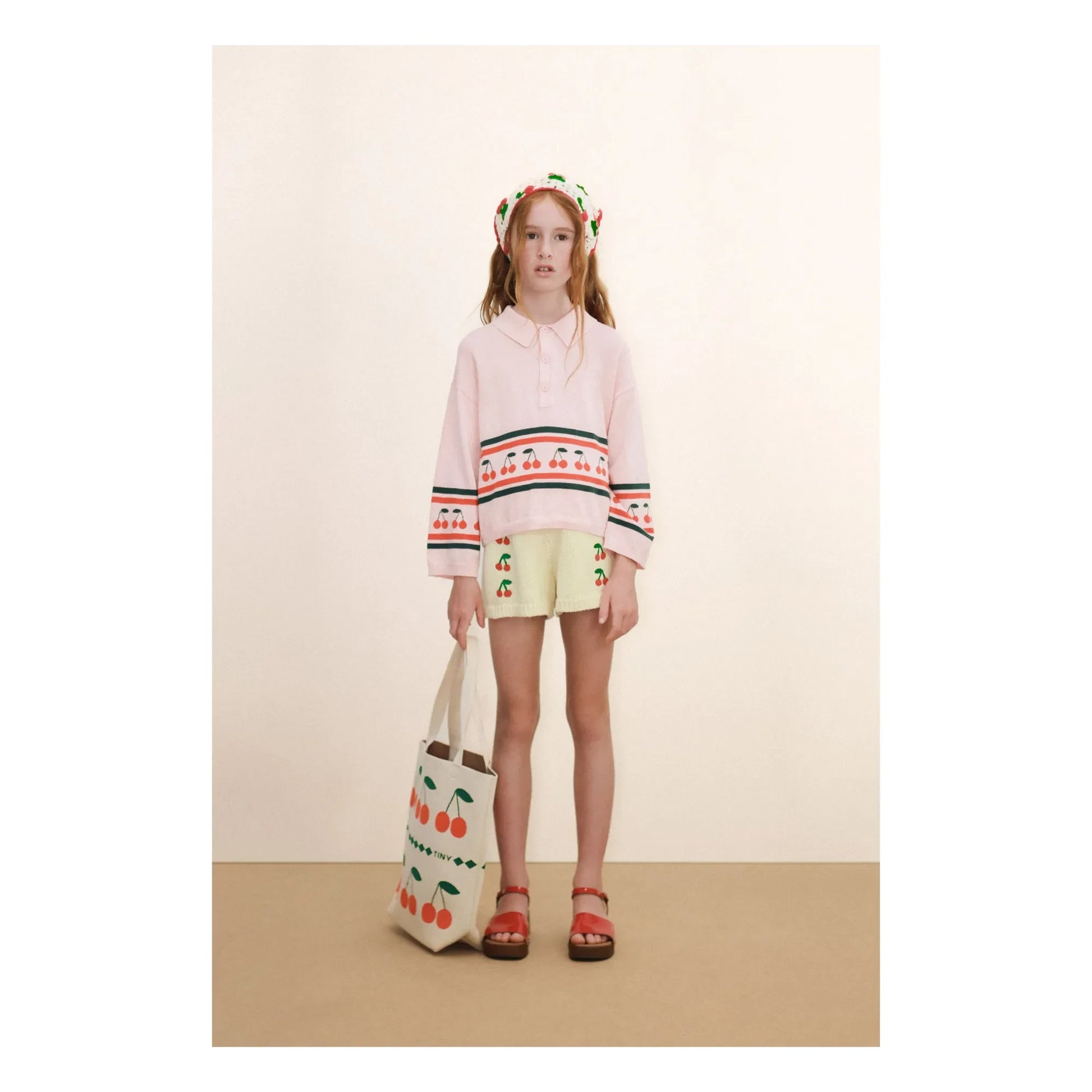 Tinycottons - Polo Cerises Maille | Pink