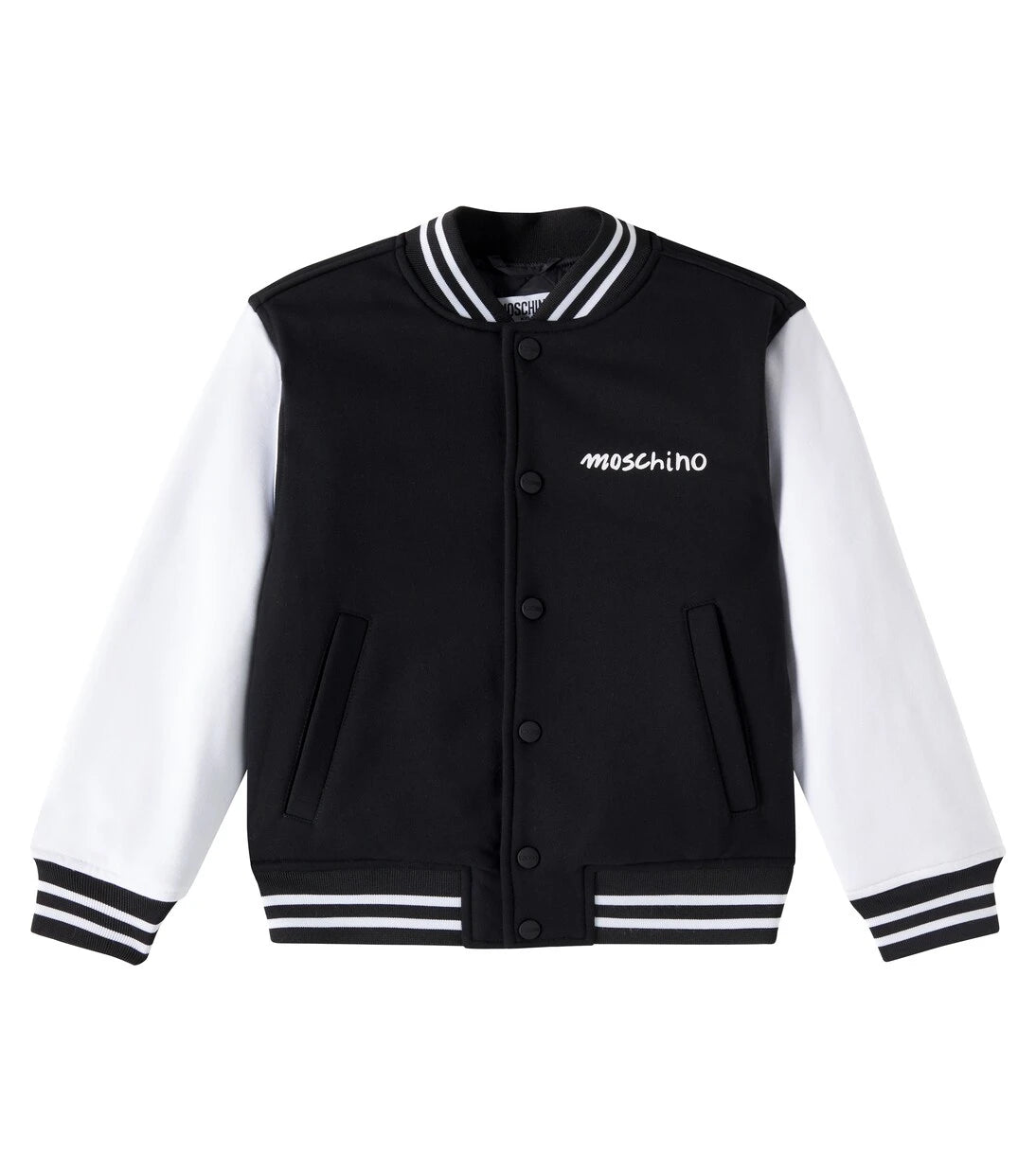 Moschino Kids - جاكيت بومبر مبطن بشعار العلامة التجارية ومصنوع من مزيج القطن