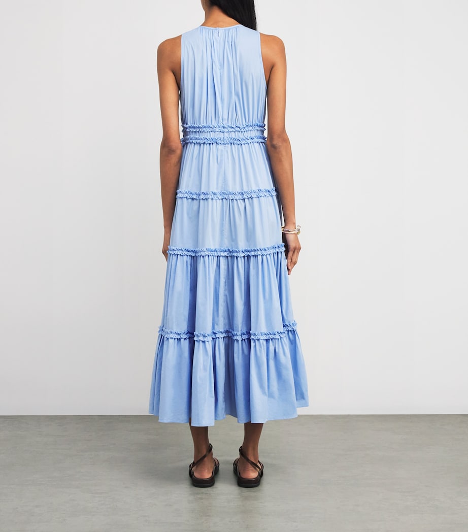 Cinq A Sept Blue Tiered Sirinna Midi Dress