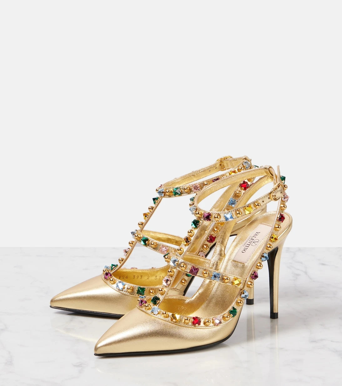 Valentino Garavani - Rockstud 100 embellished leather pumps