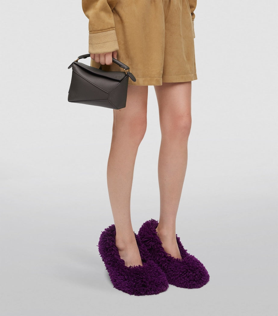 LOEWE Grey Mini Leather Puzzle Edge Top-Handle Bag