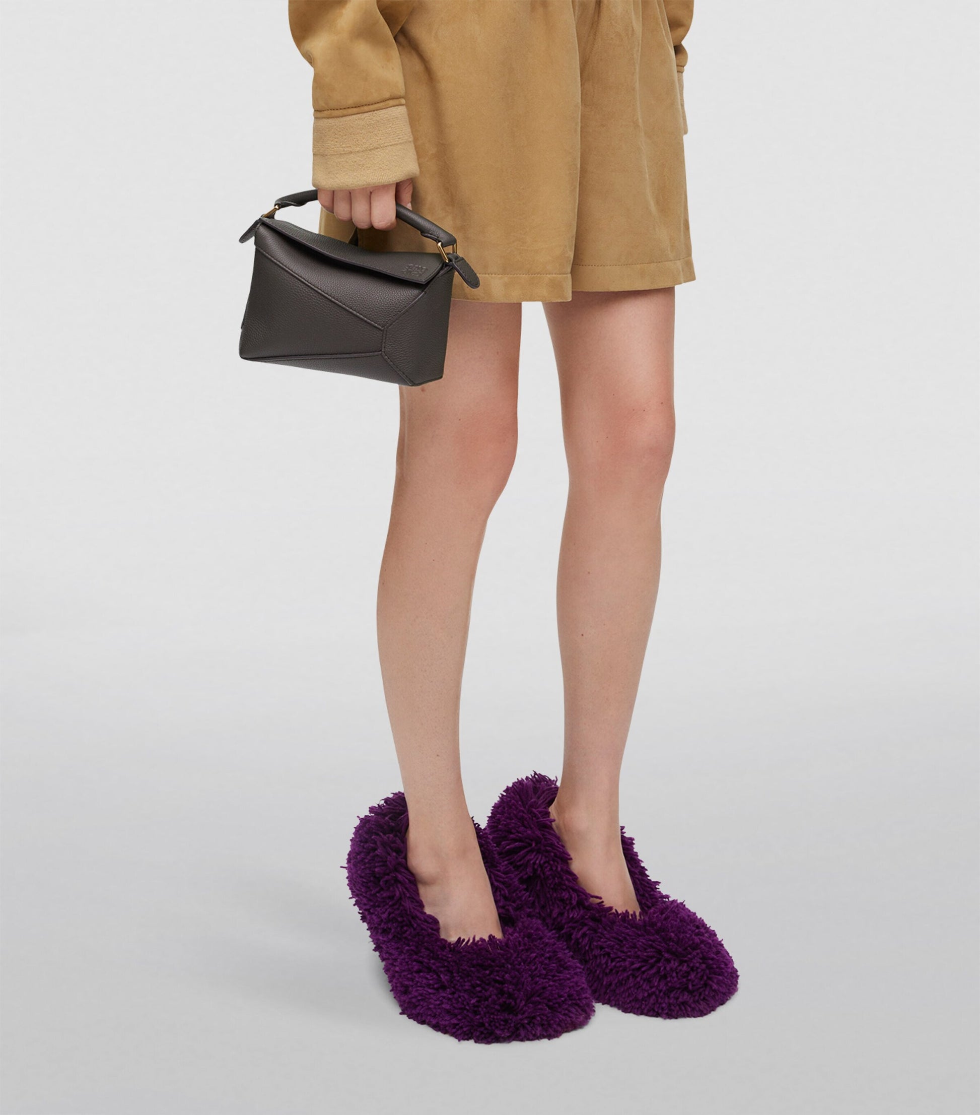 LOEWE Grey Mini Leather Puzzle Edge Top-Handle Bag