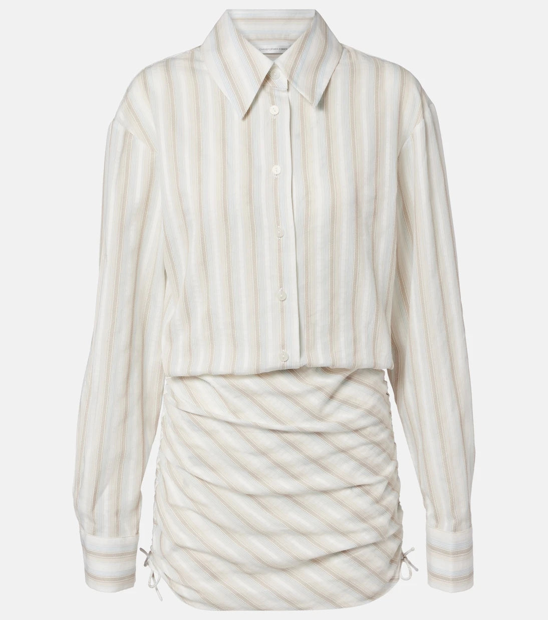 Christopher Esber - Ruched striped cotton minidress