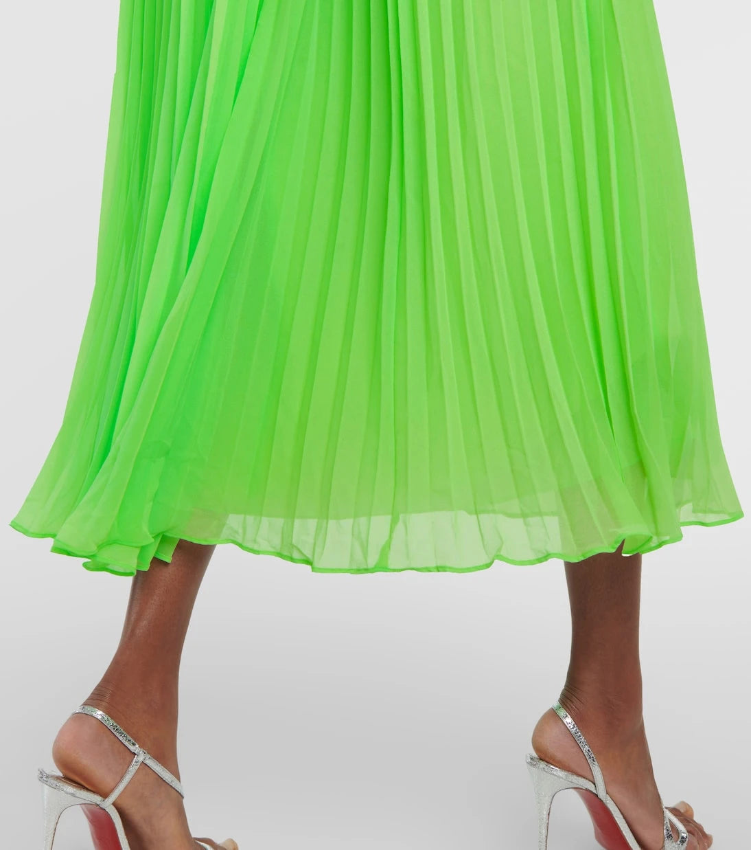 Self-Portrait - Pleated feather-trimmed chiffon gown