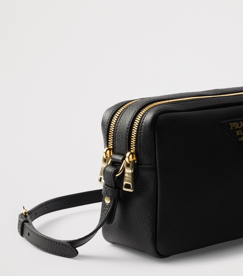 Black Small Leather Cross-Body Bag