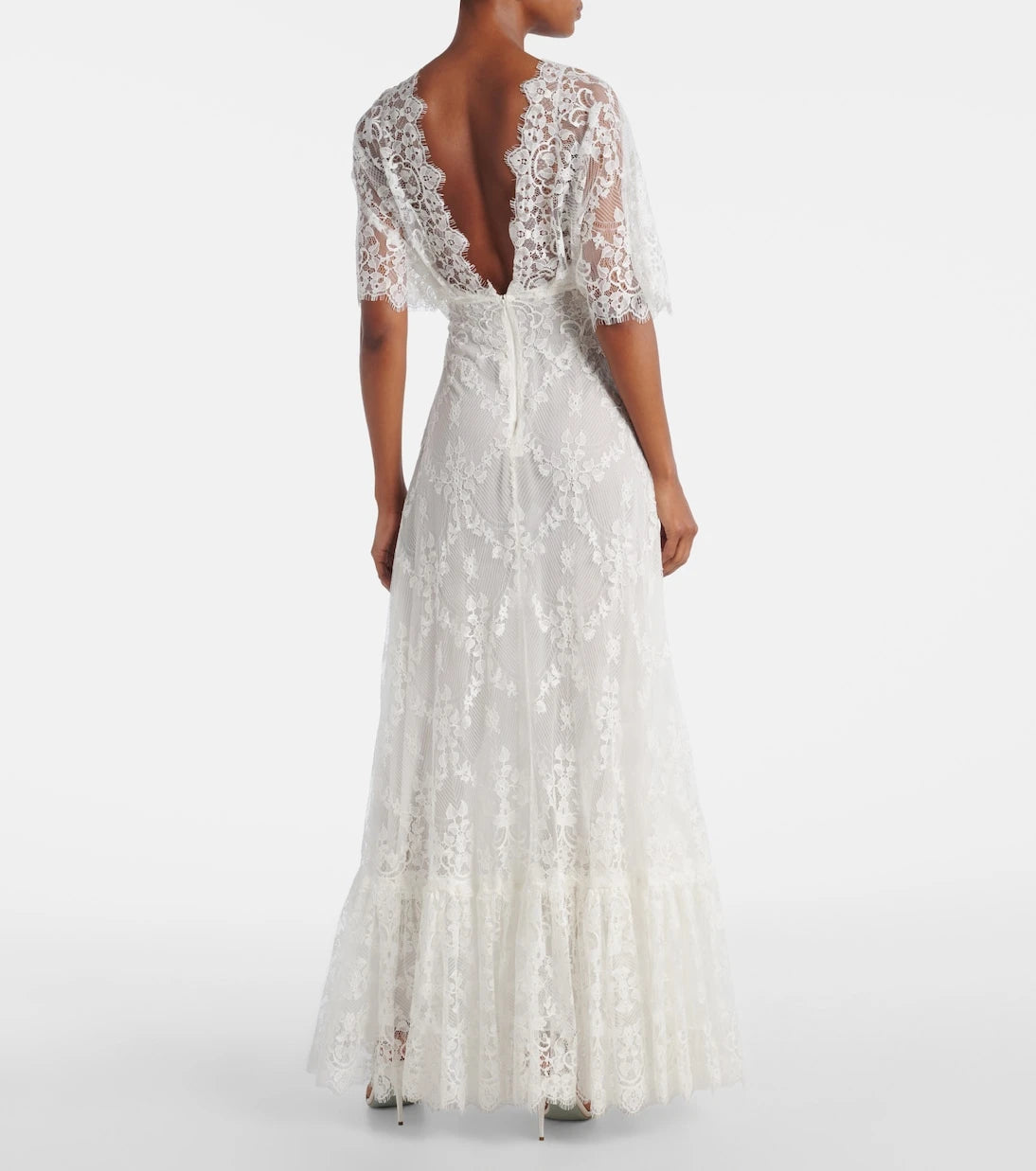 Elie Saab - Embroidered cotton-blend lace gown