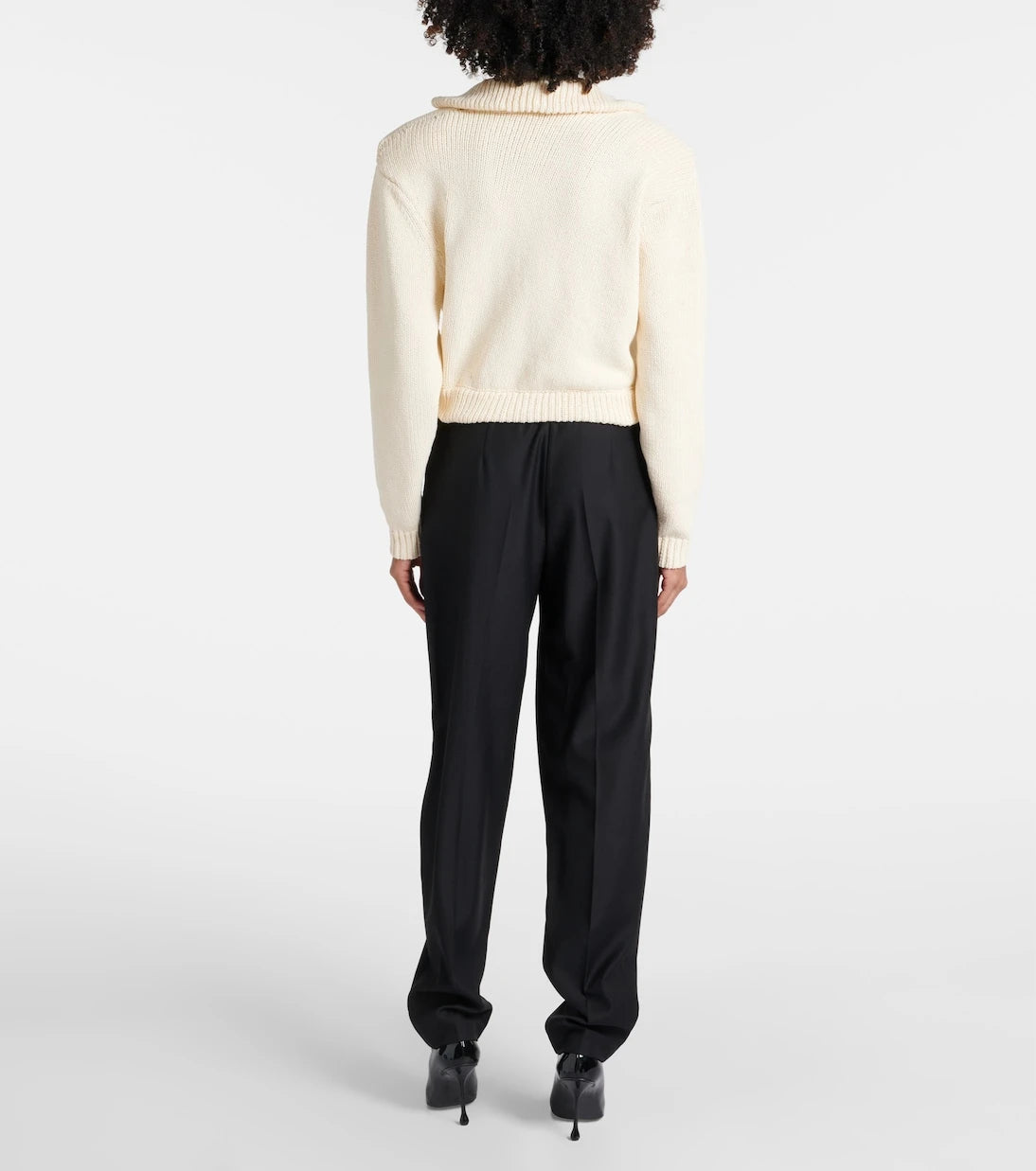 Magda Butrym - Cropped cotton-blend polo sweater