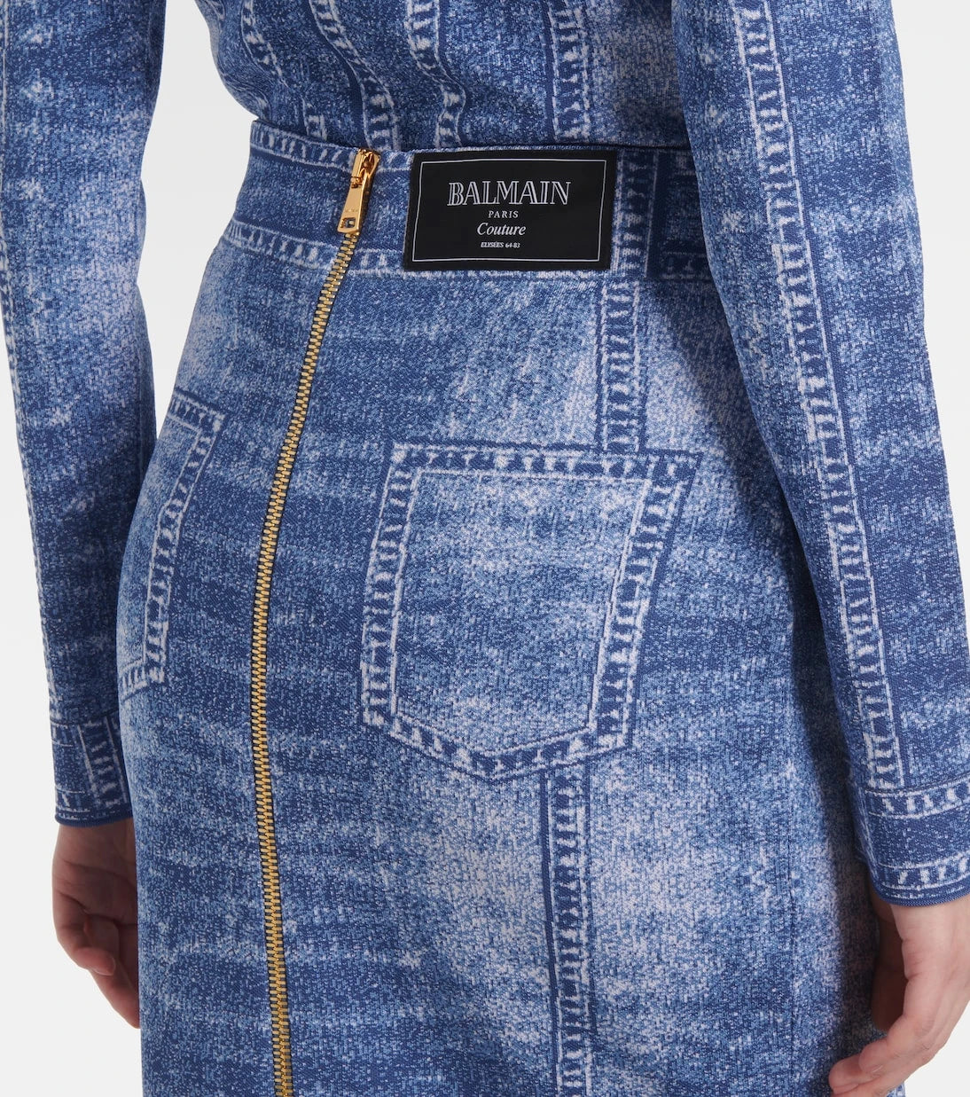 Balmain - تنورة ميدي محبوكة بطبعة ترمبلوي