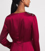 Erdem Red Satin Cady Draped Midi Dress