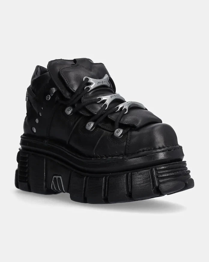 New Rock Negro + Nomada Negro + Tower Negro Lateral E-14 Deri Spor Ayakkabı