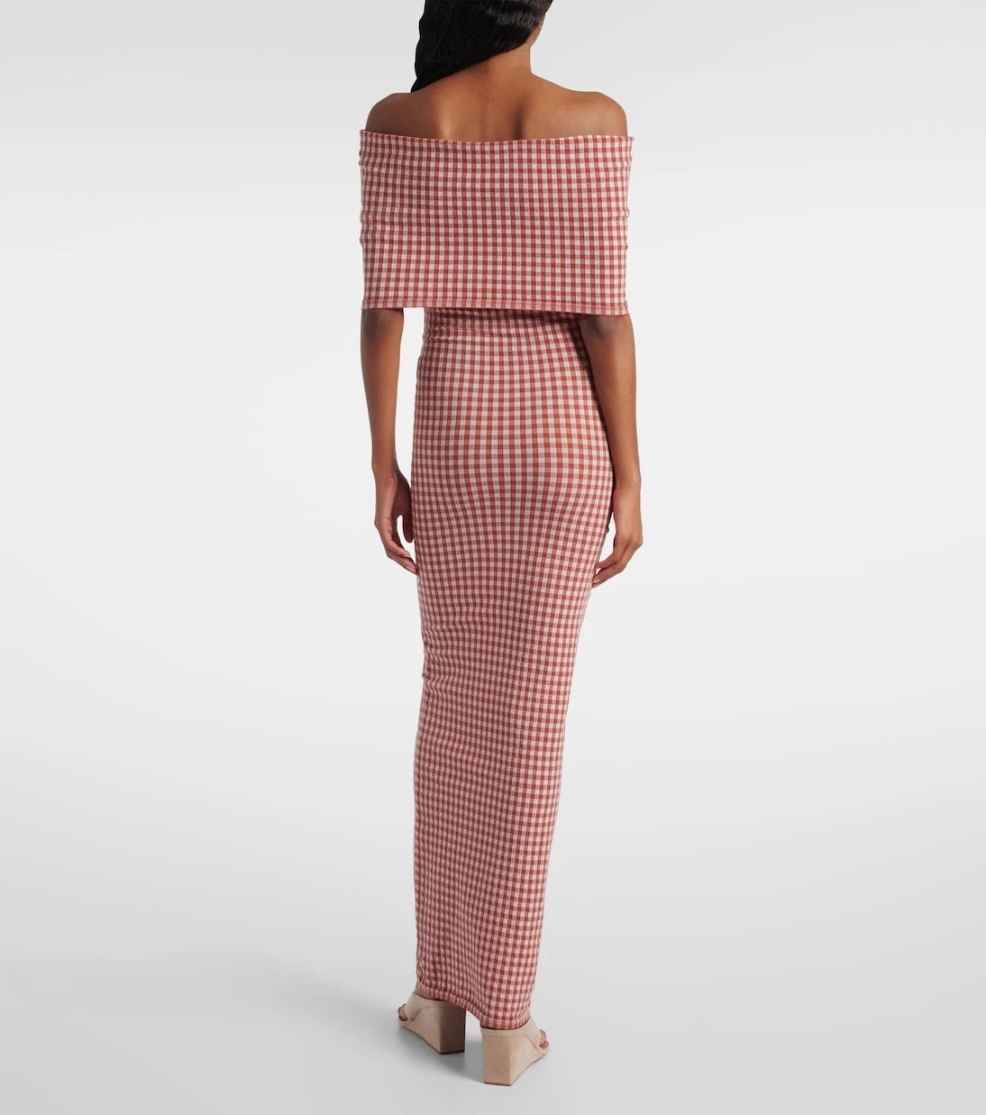 Alaïa - Ekose askısız maksi elbise