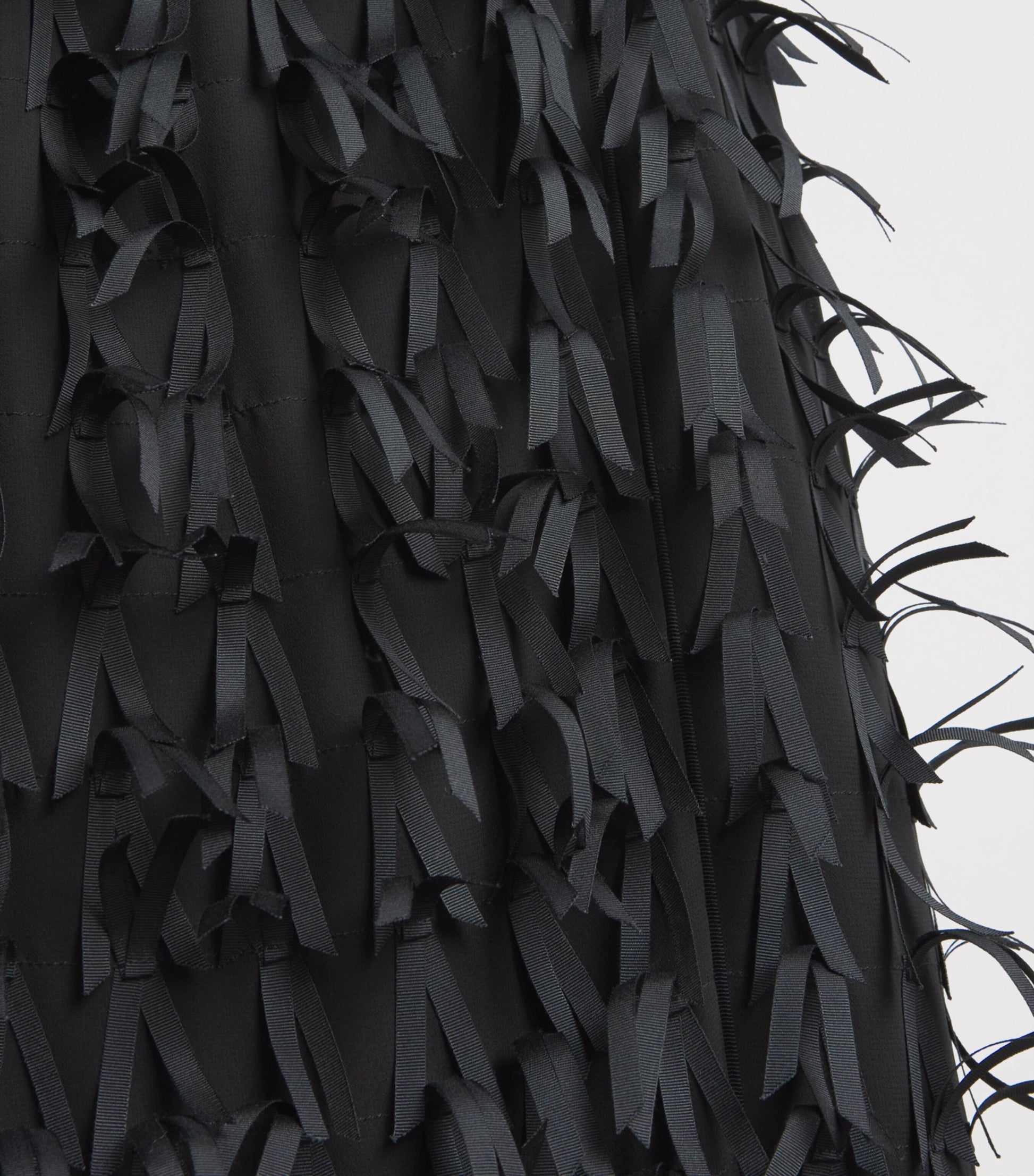 Black Ribbon Fringe Midi Pencil Skirt