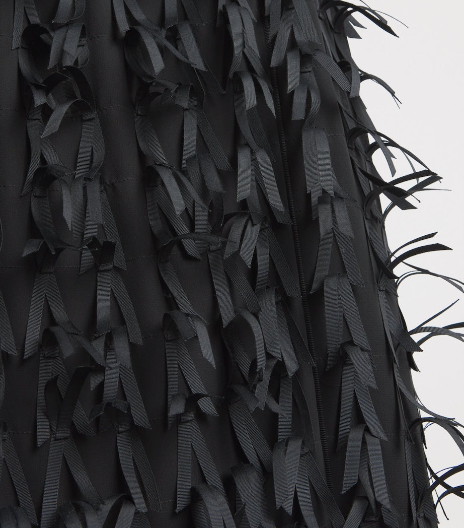 Ribbon Fringe Midi Pencil Skirt