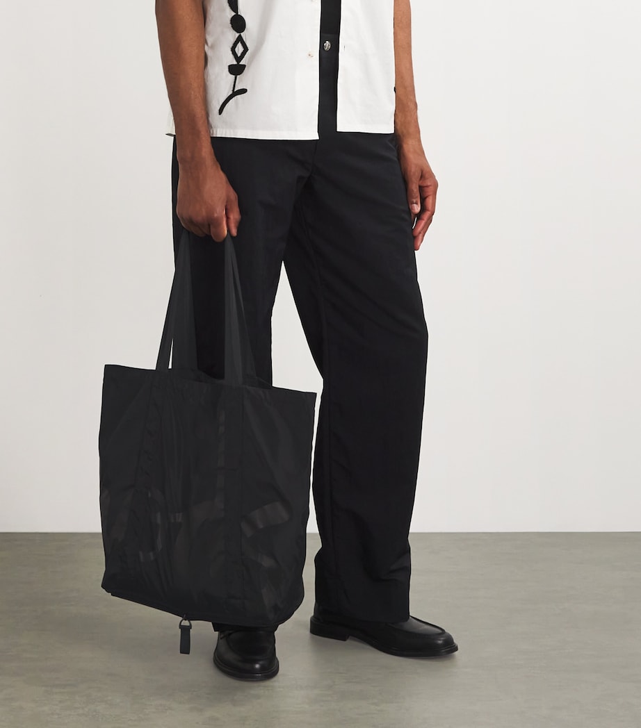 Black Logo Pocket Shopper Bag