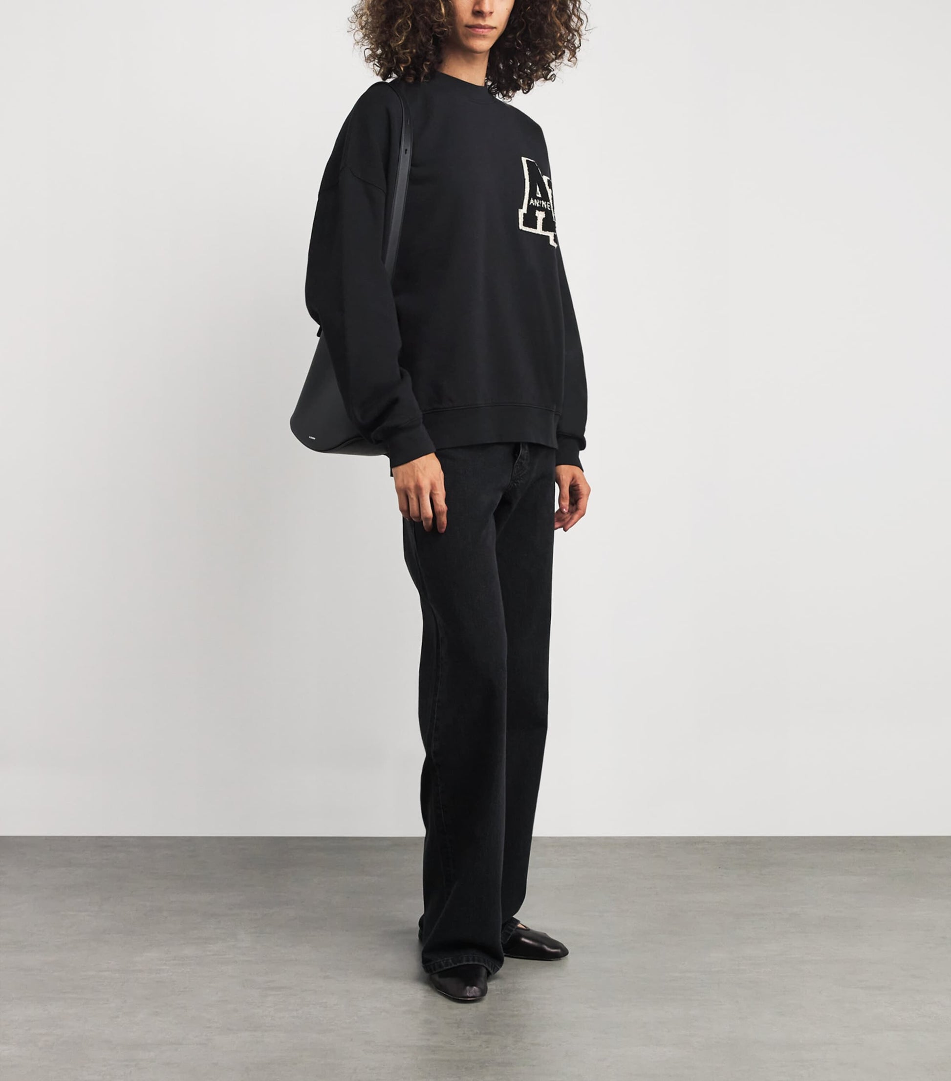 Black Oversized Cotton Logo Sweatshirt