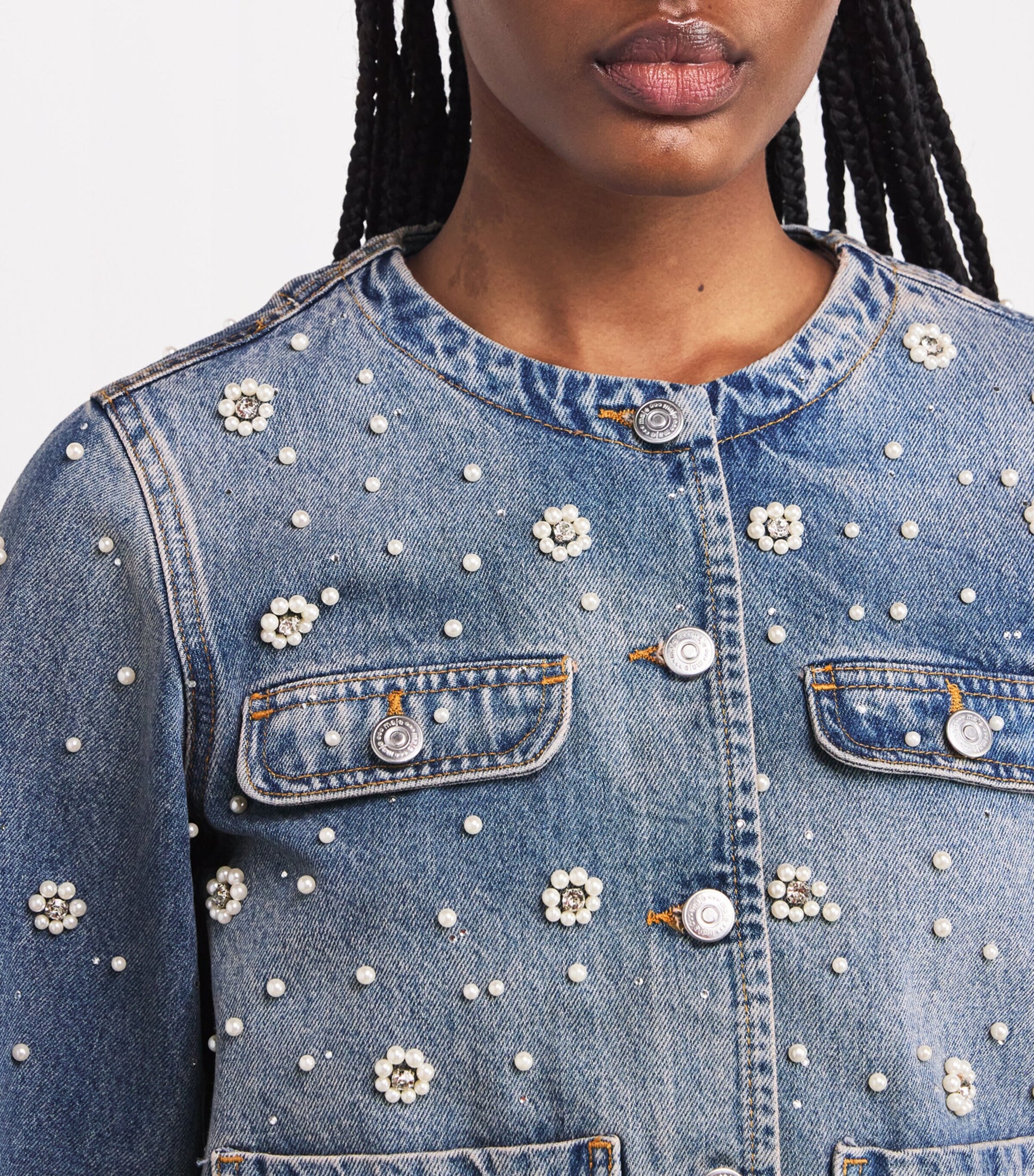 Blue Denim Embellished Jacket