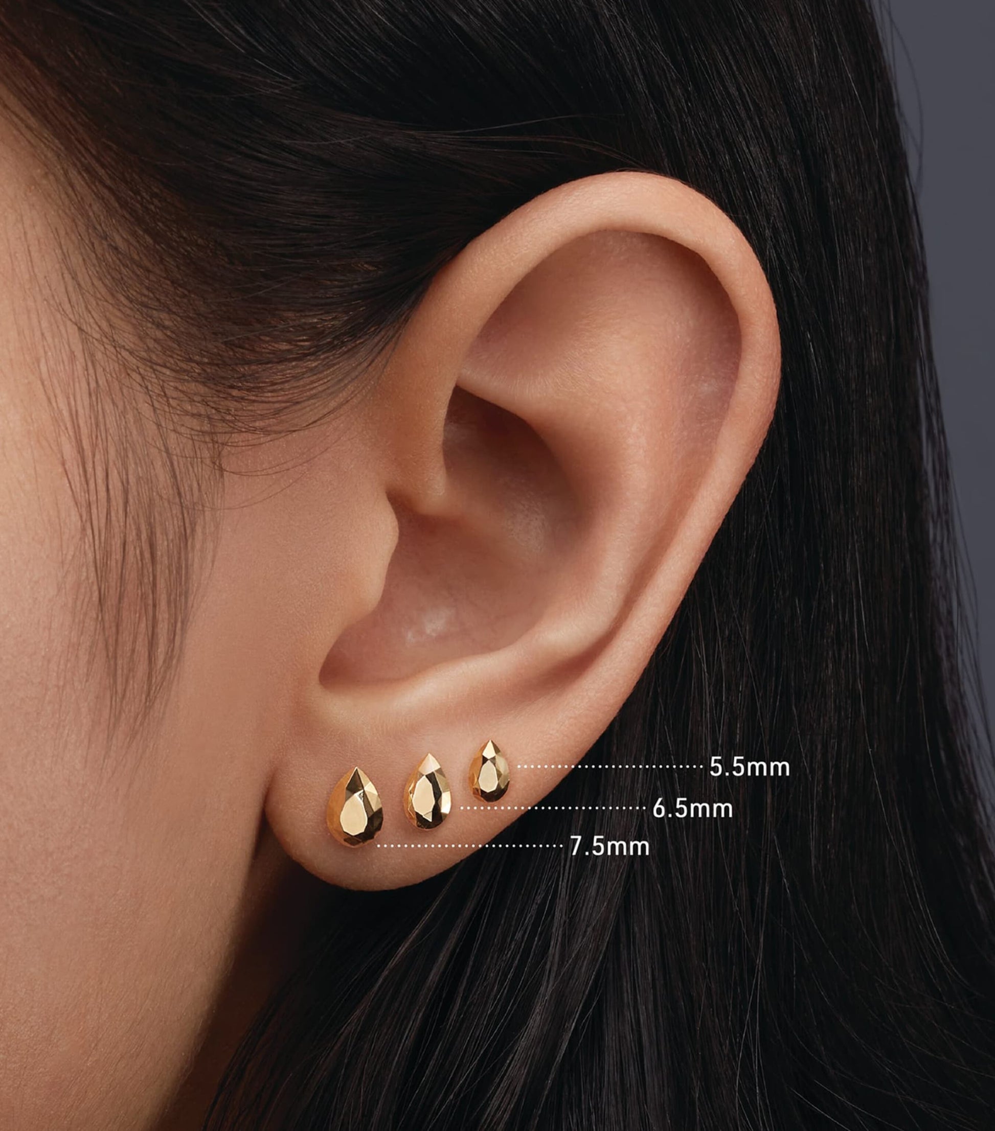 Faceted Pear Threaded Stud Earring (5.5mm)