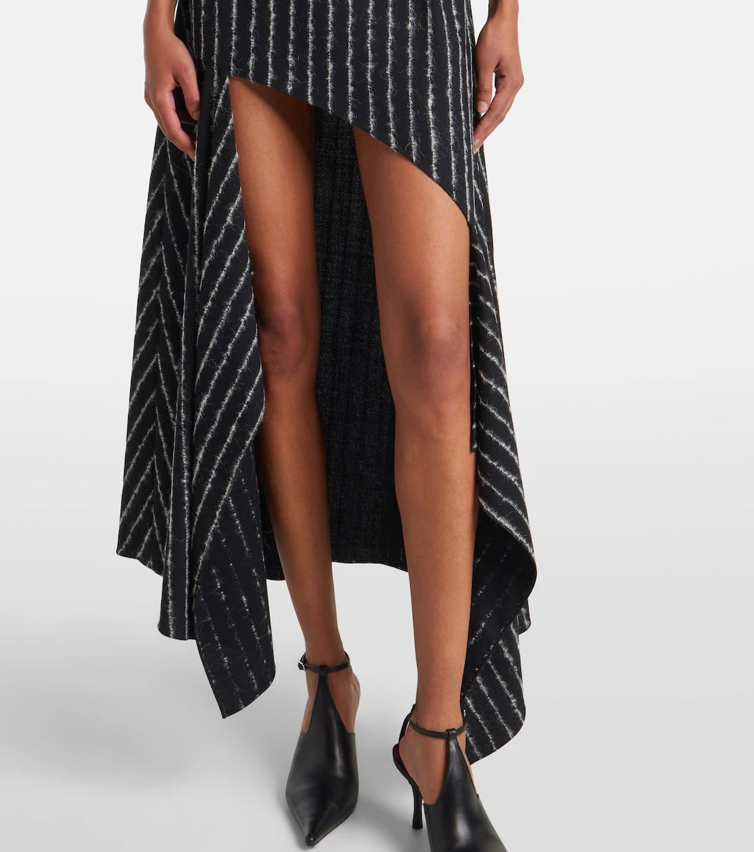 Mugler - Striped asymmetric maxi skirt