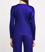 Pleats Please Issey Miyake Blue Long-Sleeve Light Wave Top