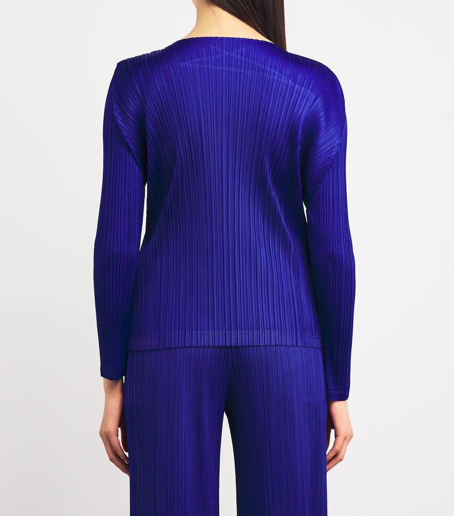 Pleats Please Issey Miyake Blue Long-Sleeve Light Wave Top
