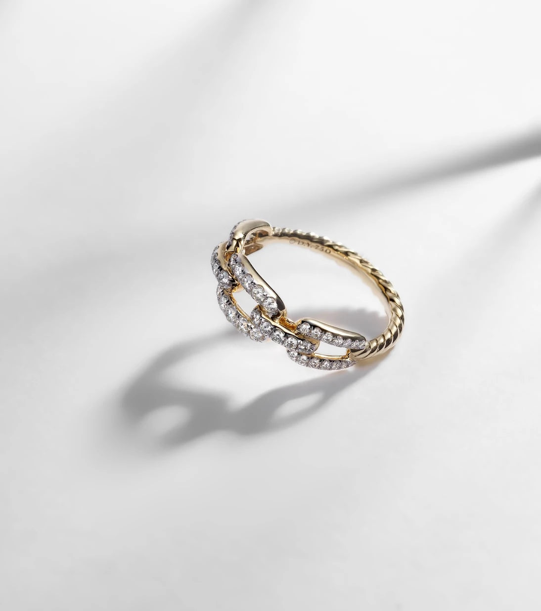 David Yurman - Stax Chain Link 18kt gold ring with diamonds
