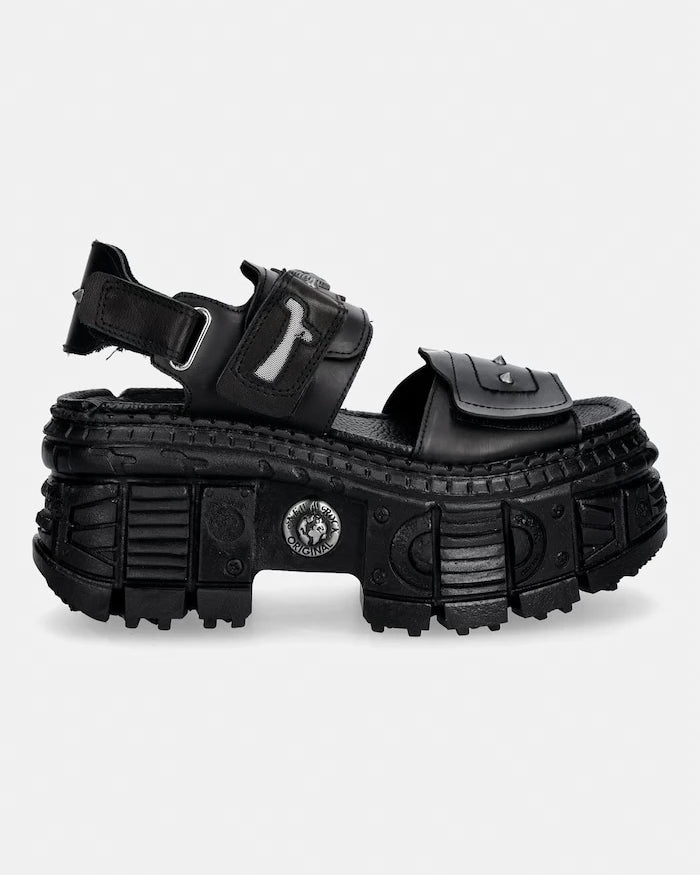 New Rock ANTIK NEGRO, ITALI NEGRO, TANK CASCO LATE kadın deri sandalet