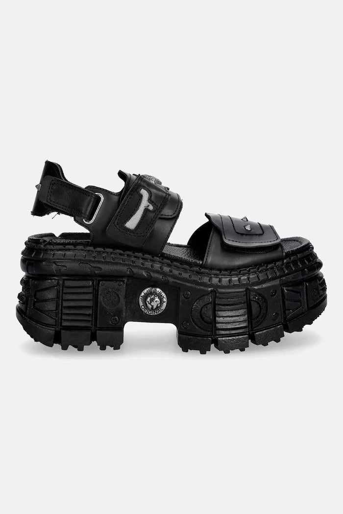 New Rock ANTIK NEGRO, ITALI NEGRO, TANK CASCO LATE kadın deri sandalet