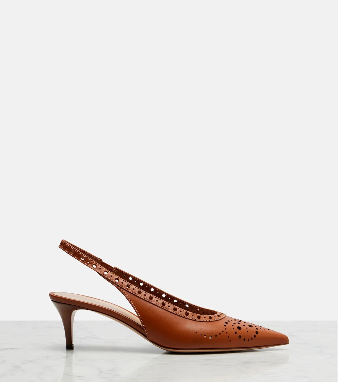 Gianvito Rossi - Perforated leather slingback pumps