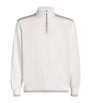 White Cotton Quarter-Zip Sweater