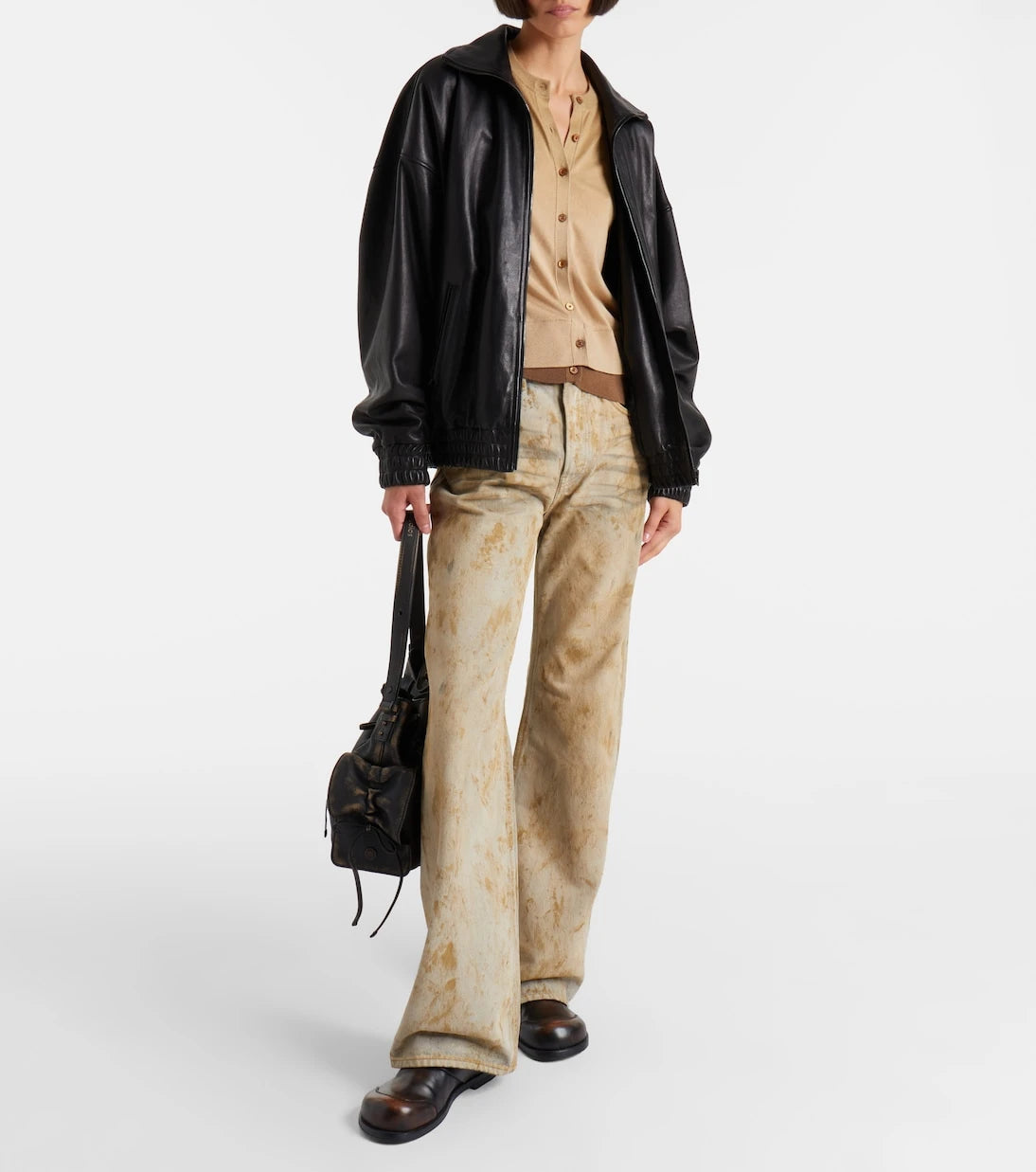 Acne Studios - جينز واسع الساق بتصميم بالٍ 2021