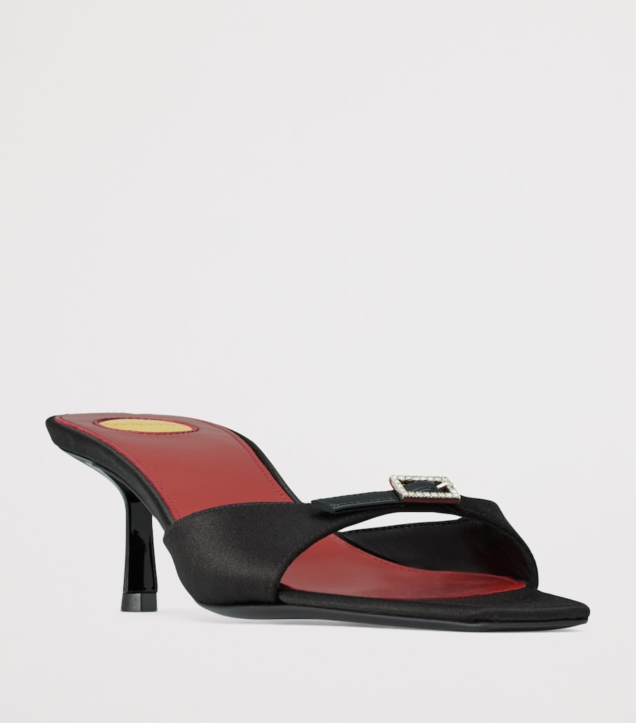 Saint Laurent Black Satin Daisy Mules 50