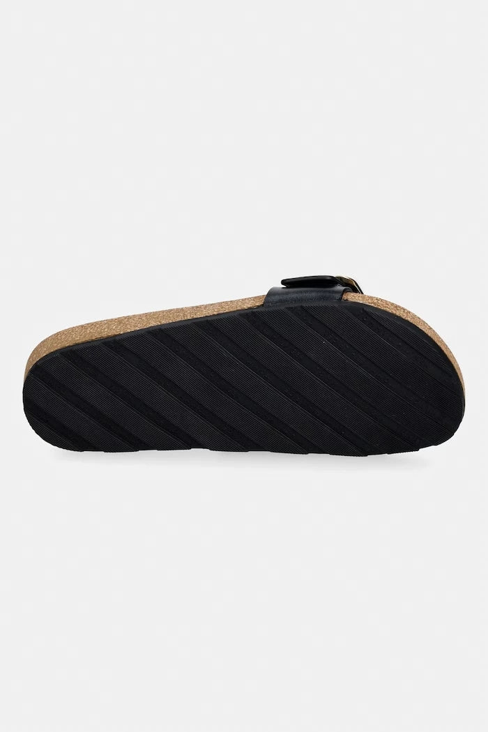 Tommy Hilfiger чехли дамски от кожа TH CLASSIC CORK SANDAL PEARL LTH