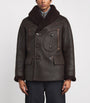 Polo Ralph Lauren Brown Leather-Shearling Aviator Coat
